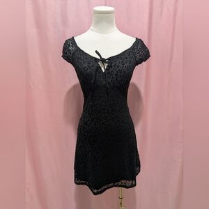 Leopard Print Burnout Velvet Milkmaid Dress (XS)